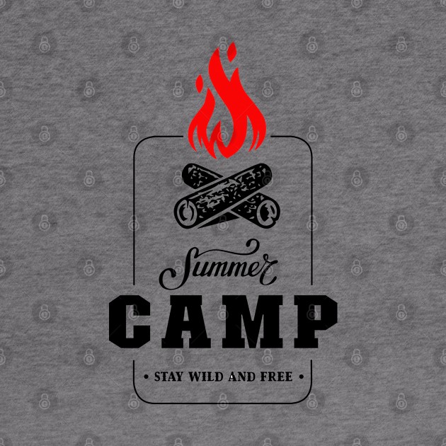 Summer Camp Stay Wild and Free Camping Wildlife Born to Camp Forced To Work Dark Background Camping Campfire Summer Design by ActivLife